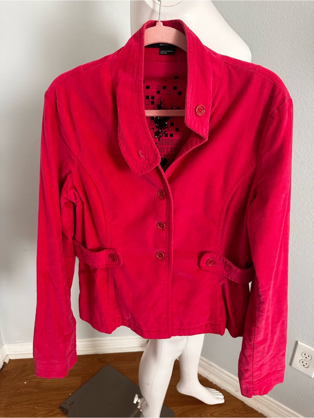 Women’s Magenta Color Corduroy Button-Front Jacket